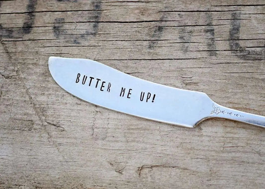 Butter Knife - Butter Me Up - Vintage Stamped Silver Butter Knife