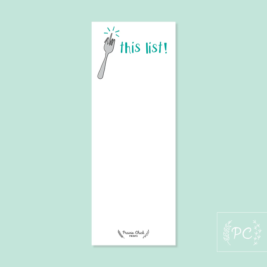 Note Pads - Fork This List | Sticky Note Pad 3"x8"