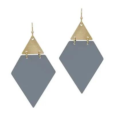 Earrings - Gold And Grey Triangle Earring