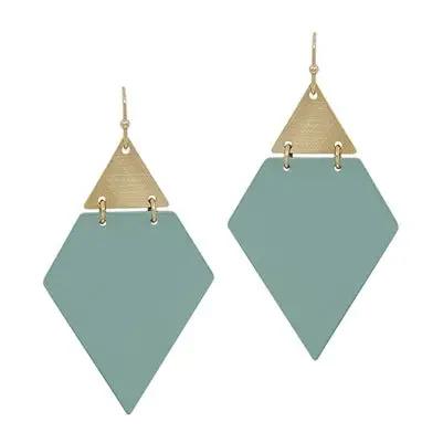 Earrings - Gold And Mint Metal Geometric Triangle Earring