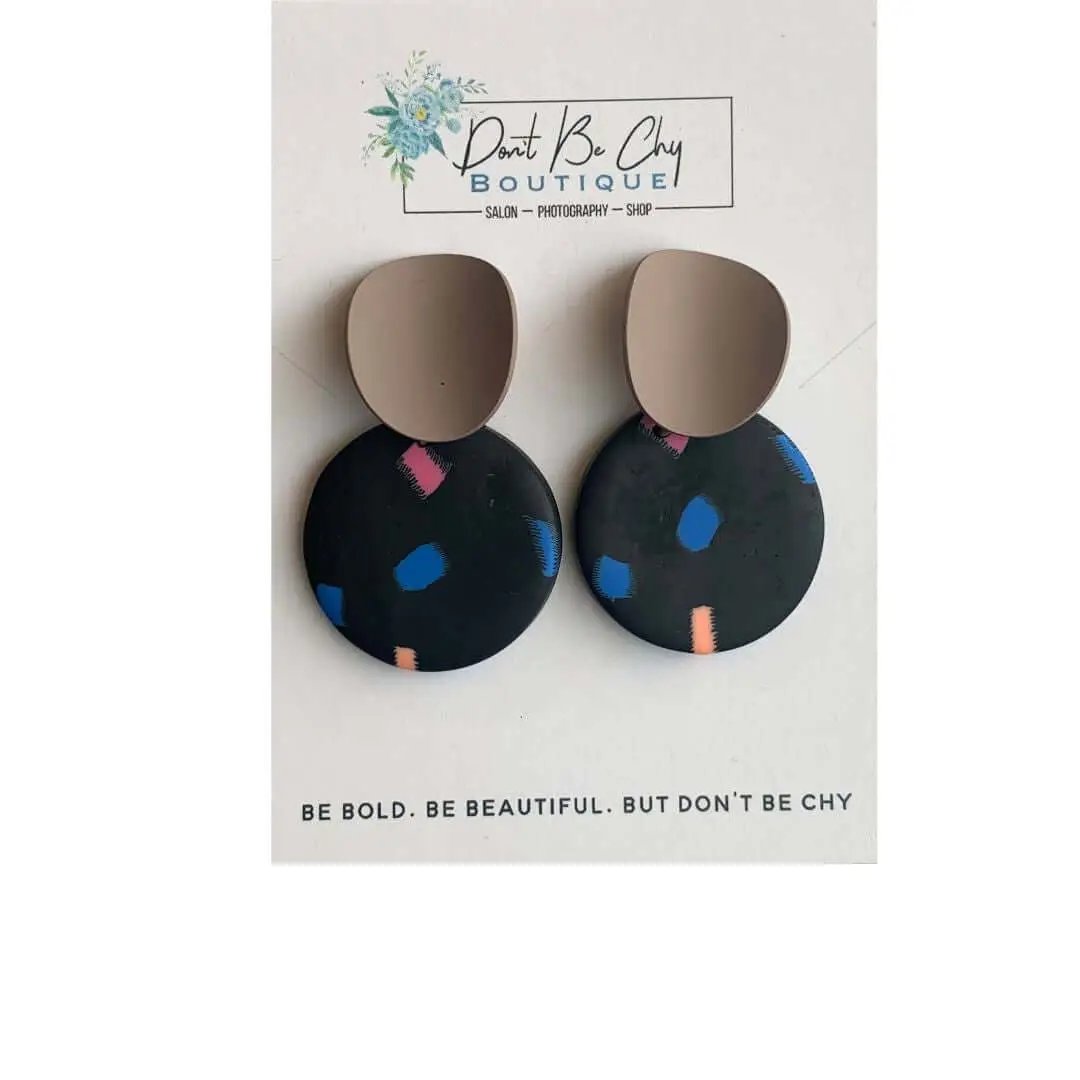 Earrings - 90's Style -Black & Tan Earrings