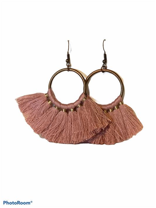 Earrings - Earring - Pink Fringe